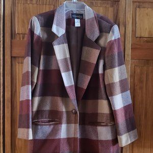 REQUIREMENTS plaid brown wool blend blazer Size 8 petite
